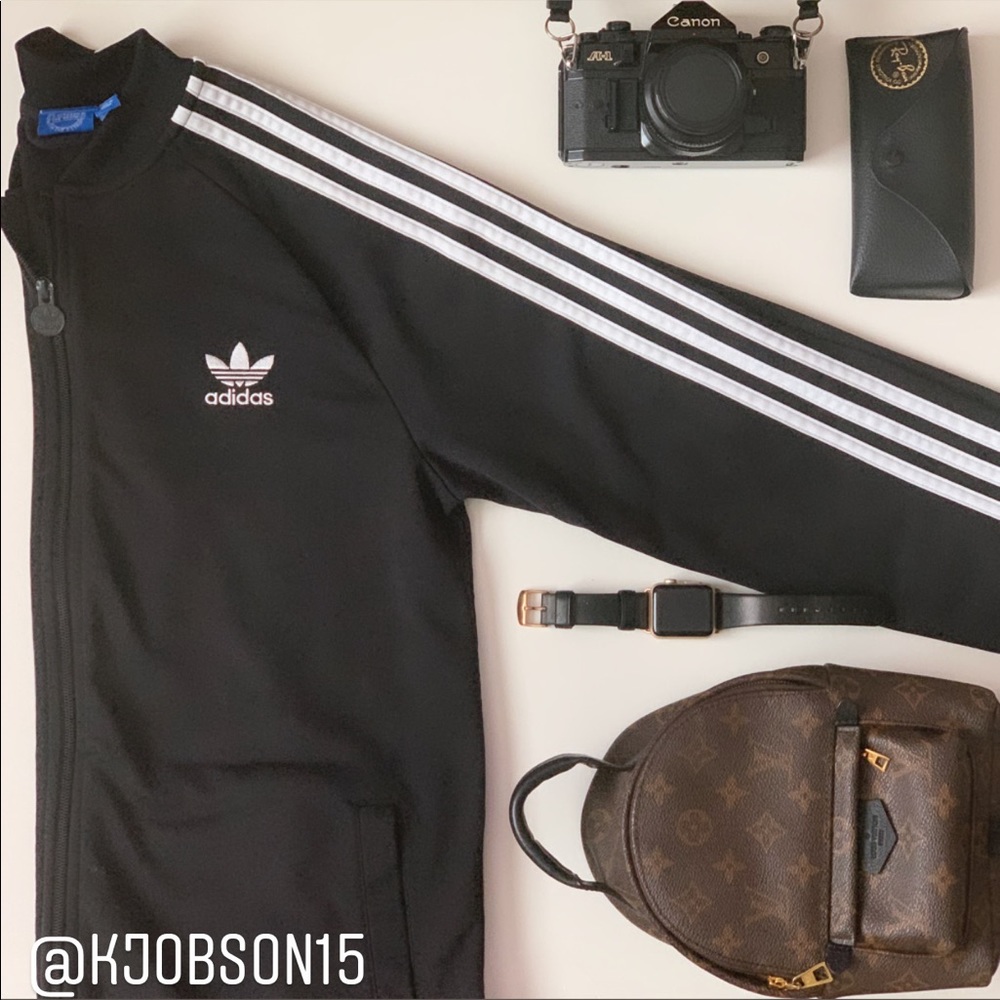 Adidas 3 Stripe Track Jacket in Black